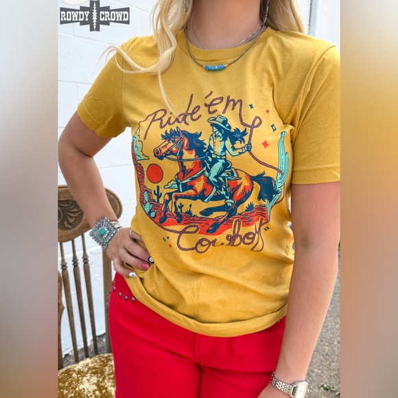 Yellow 'Ride 'Em Cowboy' Graphic Tee - Picture 2 of 2